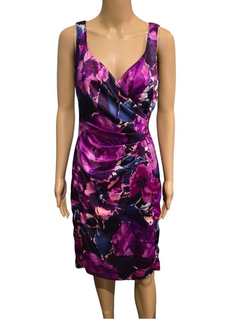 Lauren Ralph Lauren Dress Pink Purple Floral Print Sheath Dress 10